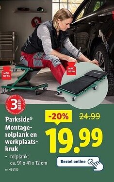 Lidl Parkside montage rolplank en werkplaats kruk aanbieding