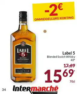 Intermarché Label 5 Blended Scotch Whisky aanbieding