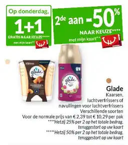 Intermarché Glade Kaarsen, luchtverfrissers of navullingen voor luchtverfrissers aanbieding