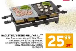 Trafic Homday raclette / steengrill / grill aanbieding