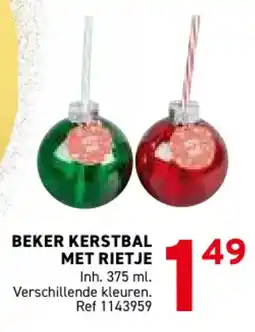 Trafic Beker kerstbal met rietje aanbieding