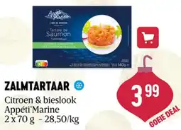 Delhaize Appéti'Marine Citroen & bieslook Zalmtartaar aanbieding