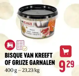 Delhaize Bisque van kreeft of grijze garnalen aanbieding
