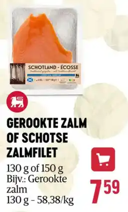 Delhaize Gerookte zalm of schotse zalmfilet aanbieding