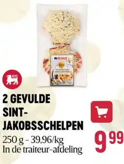 Delhaize 2 gevulde sint- jakobsschelpen aanbieding