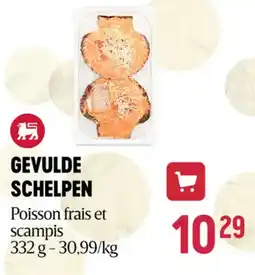Delhaize Gevulde schelpen poisson frais et scampis aanbieding