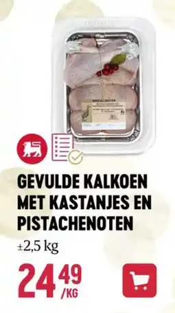 Delhaize Gevulde kalkoen met kastanjes en pistachenoten aanbieding