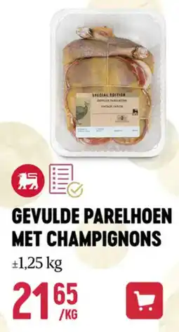 Delhaize Gevulde parelhoen met champignons aanbieding