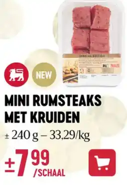 Delhaize MINI RUMSTEAKS MET KRUIDEN aanbieding