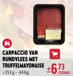Delhaize Carpaccio van rundvlees met truffelmayonaise aanbieding