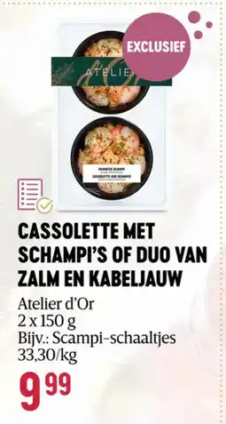 Delhaize Cassolette met schampi's of duo van zalm en kabeljauw aanbieding