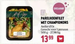 Delhaize PARELHOENFILET MET CHAMPIGNONS aanbieding