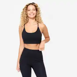 Decathlon Naadloze ribstof sportbeha met lichte ondersteuning zwart aanbieding