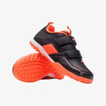 Decathlon Hockeyschoenen met klittenband voor kinderen Stealth 1.0 zwart oranje aanbieding