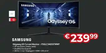 Samsung Odyssey G5 Curved Monitor ITSGLC34G55TWWP