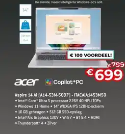 AUVA Aspire 14 Al A14-53M-5007 ITACAIA1453M50 aanbieding