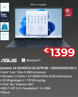 AUVA Asus Zenbook 14 UX3405CA-QL367W-BE ITASUX3405CAQL3 aanbieding
