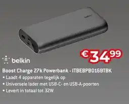 AUVA Belkin Boost Charge 27k Powerbank ITBEBPB016BTBK aanbieding