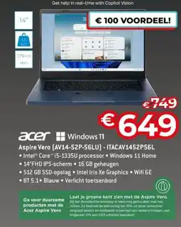 AUVA Acer Aspire Vero AV14-52P-56LU ITACAV1452P56L aanbieding