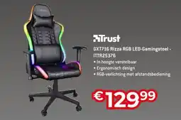 AUVA Trust GXT716 Rizza RGB LED Gamingstoel ITTR25376 aanbieding