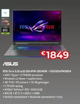 AUVA ASUS ROG Strix G18 a 16 G814PM-S8046W-ITASG814PMS804 aanbieding