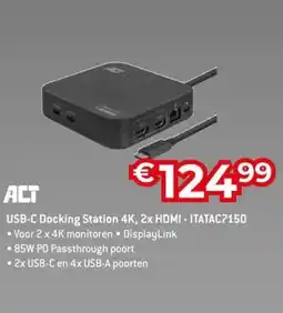 AUVA ACT USB-C Docking Station 4K, 2x HDMI ITATAC7150 aanbieding