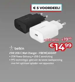 AUVA Belkin 25W USB-C Wall Charger ITBEWCA004VF aanbieding