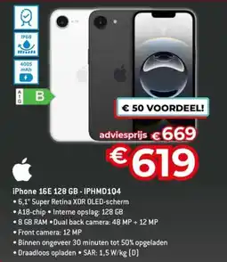 AUVA iPhone 16E 128 GB IPHMD104 aanbieding