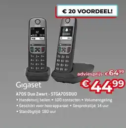 AUVA Gigaset A705 Duo Zwart STGA705DUO aanbieding