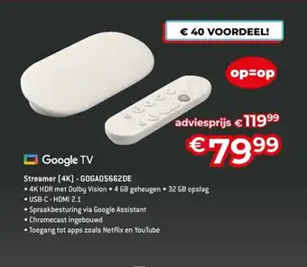AUVA Google TV Streamer 4K GOGA05662DE aanbieding