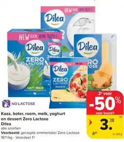 Carrefour Market Kaas boter room melk yoghurt en dessert zero lactose dilea aanbieding