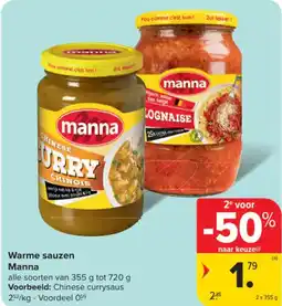 Carrefour Market Warme sauzen Manna aanbieding