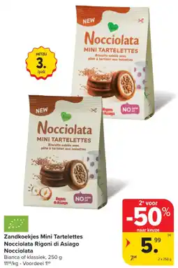 Carrefour Market Zandkoekjes Mini Tartelettes Nocciolata Rigoni di Asiago Nocciolata aanbieding