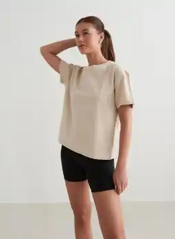 Decathlon Dames Yoga T-shirt met Korte Mouwen Crème aanbieding