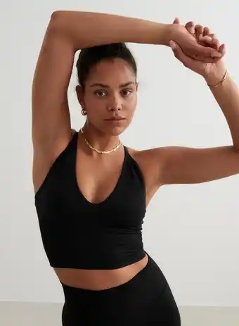 Decathlon Dames Sportbeha Naadloos Kruis Rug Bralette Zwart aanbieding