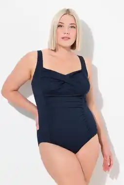 Decathlon Dames Badpak drapering fijne structuur zachte cups aanbieding