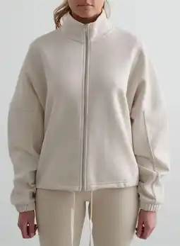 Decathlon Dames Sweatshirt Volledige Rits Hoge Kraag Lichtbeige aanbieding