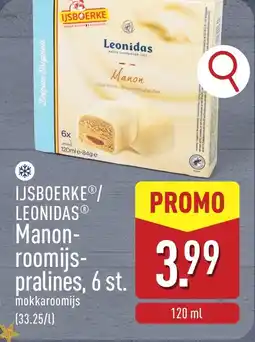 ALDI Ijsboerke / leonidas manonroomijspralinés aanbieding