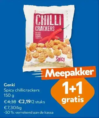 OKay Genki Spicy chillicrackers 150 g aanbieding