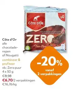 OKay Côte d’Or Zero puur 4 x 50 g aanbieding