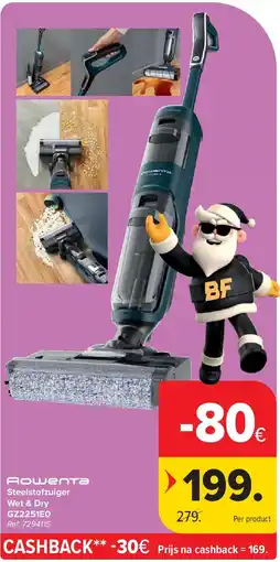Carrefour Steelstofzuiger Wet & Dry GZ2251E0 aanbieding
