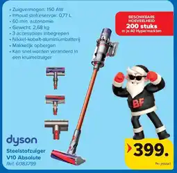 Carrefour Steelstofzuiger V10 Absolute aanbieding