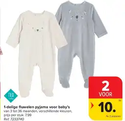 Carrefour 1-delige fl uwelen pyjama voor baby’s aanbieding