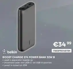 CompuDeals Belkin Boost Charge 27K Power Bank aanbieding