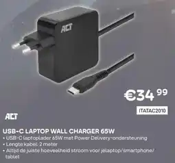 CompuDeals ACT USB-C Laptop Wall Charger 65W aanbieding