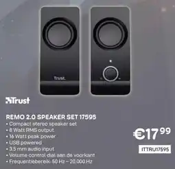 CompuDeals Trust Remo 2.0 Speaker Set 17595 aanbieding