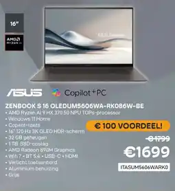 CompuDeals Asus Zenbook S 16 OLEDUM5606WA-RK086W-BE aanbieding