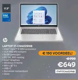 CompuDeals hp Laptop 17-CN4029NB aanbieding