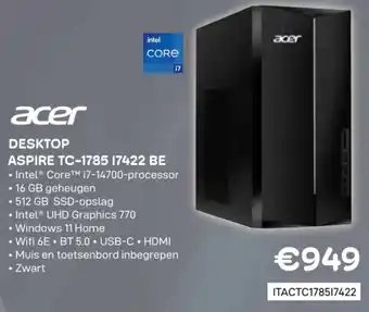 Acer Desktop Aspire TC-1785 17422 BE