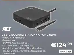 CompuDeals ACT USB-C Docking Station 4K, For 2 HDMI aanbieding